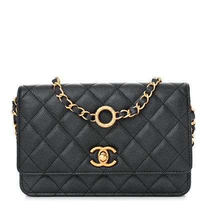 Chanel Pearly Caviar Quilted Fit For You Wallet On Chain WOC Black 1 of 12