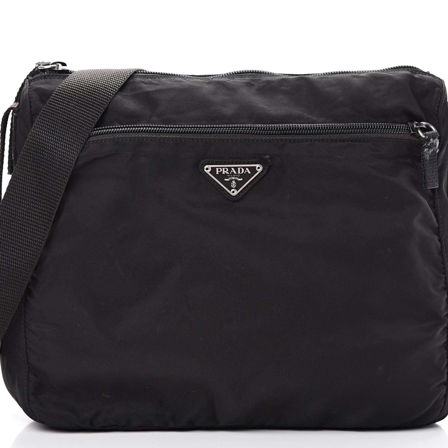 Prada Nylon Flat Messenger Bag Black 7 of 14