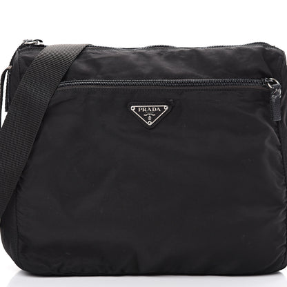 Prada Nylon Flat Messenger Bag Black 7 of 14