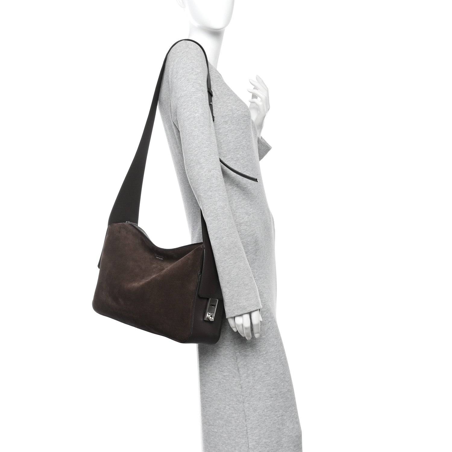 Salvatore Ferragamo Suede Calfskin Gancini Twins Slouchy Crossbody Bag Brown 2 of 13