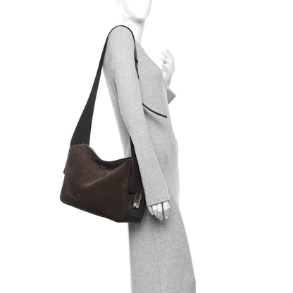 Salvatore Ferragamo Suede Calfskin Gancini Twins Slouchy Crossbody Bag Brown 2 of 13