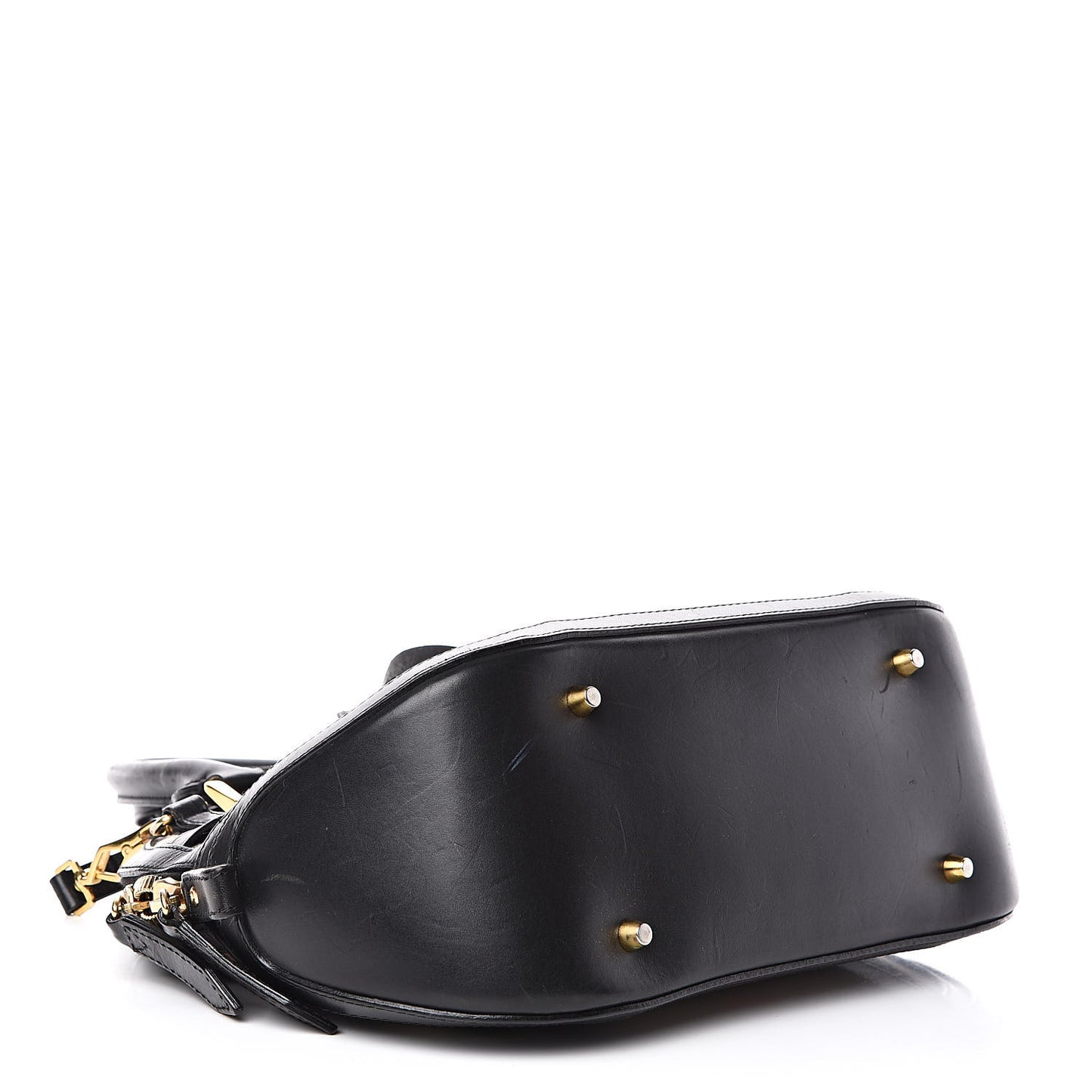 Bridle Calfskin House Check Small Orchard Bowling Bag Black