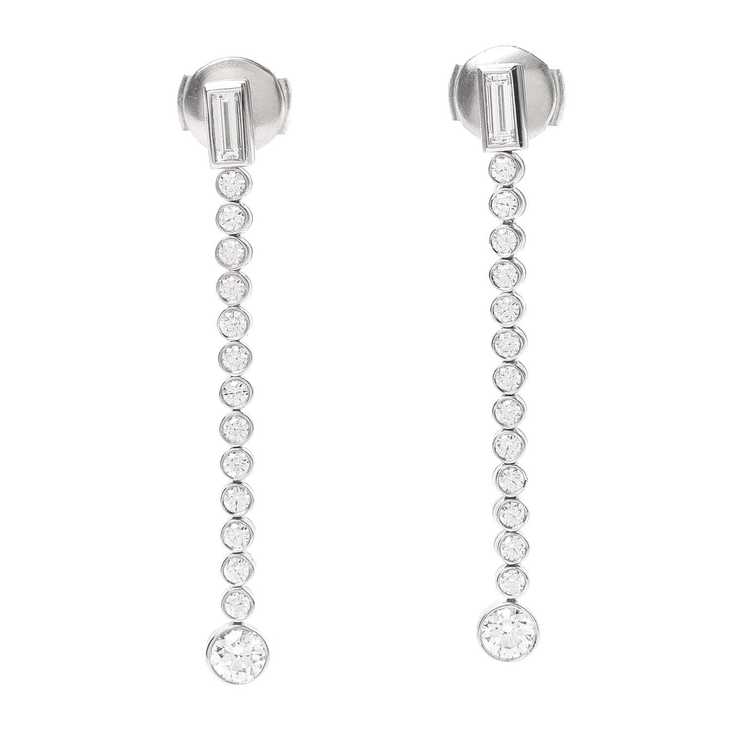 Tiffany Platinum Diamond Jazz Single Drop Earrings 1 of 5
