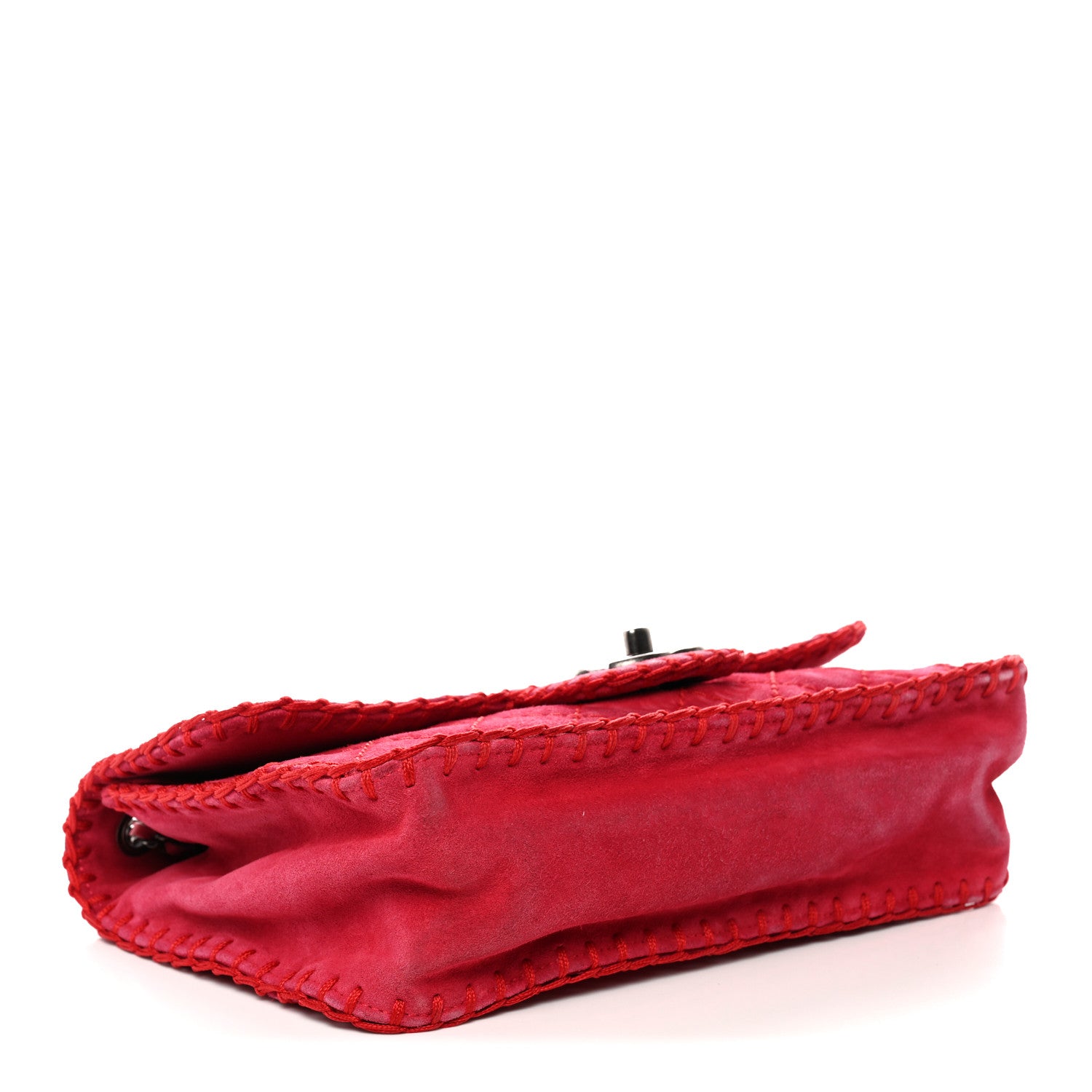 Chanel Suede Quilted Whipstitch Flap Red 4 of 10