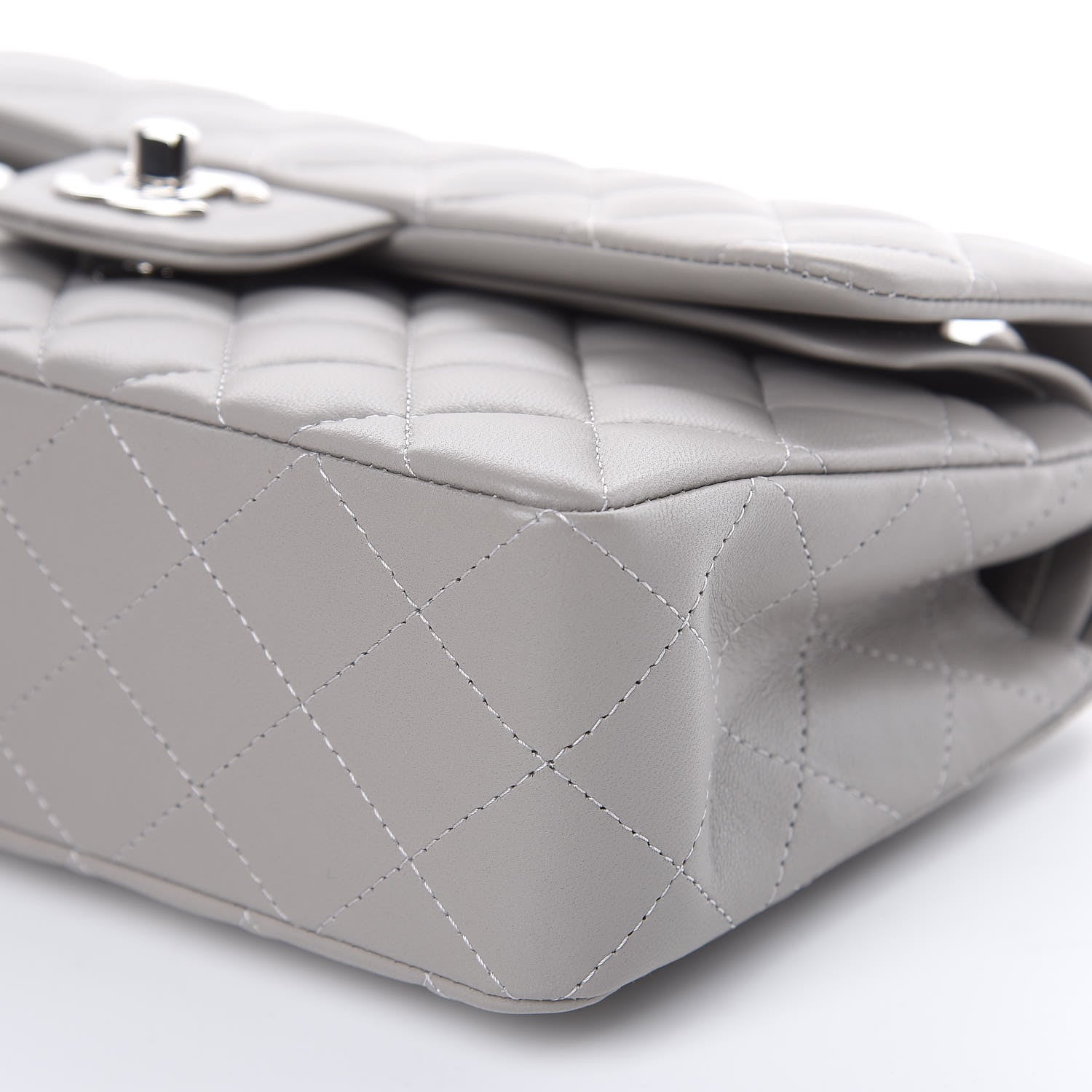 Chanel Lambskin Quilted Small Double Flap Grey 9 of 12