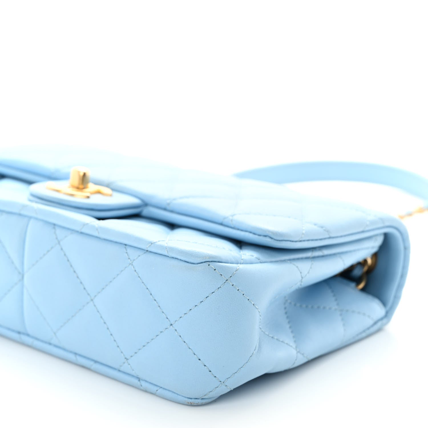 Chanel Lambskin Quilted Small Wenge Wood Flap Light Blue 1390839