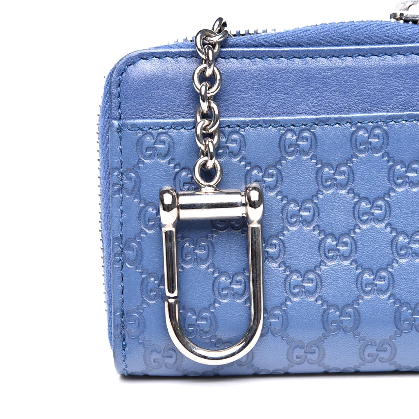 Microguccissima Zip Around Key Ring Coin Purse Mineral Blue