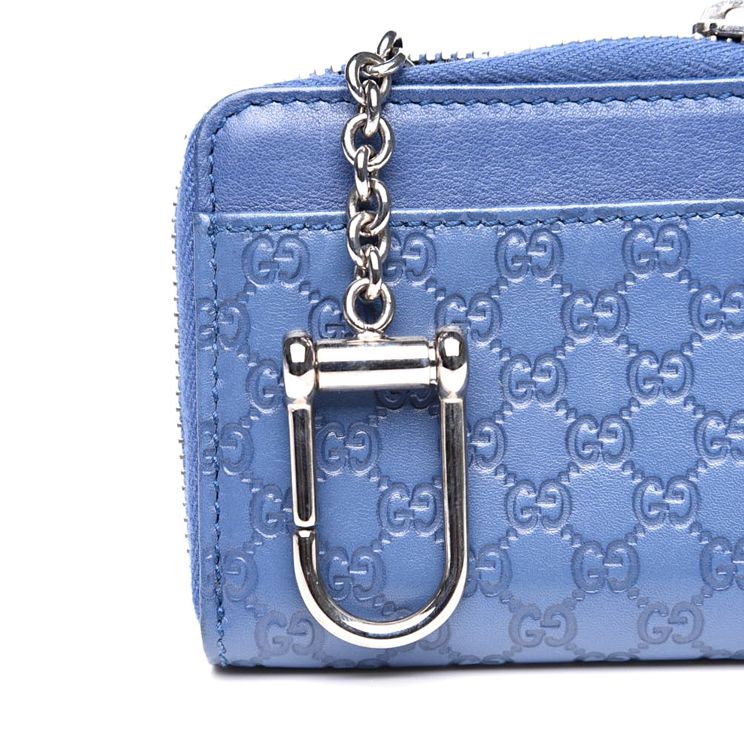 Gucci Microguccissima Zip Around Key Ring Coin Purse Mineral Blue 11 of 11