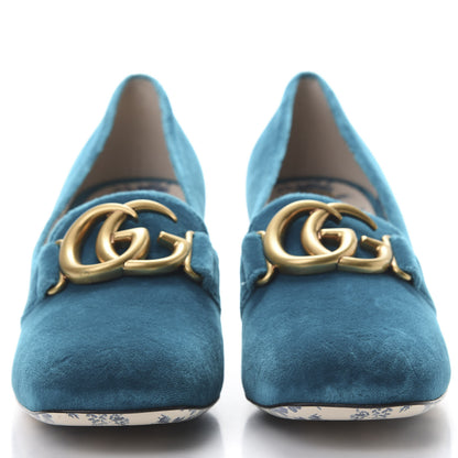Gucci Softy Velvet GG Victoire 55mm Loafer Pumps 40 Pavone 2 of 8