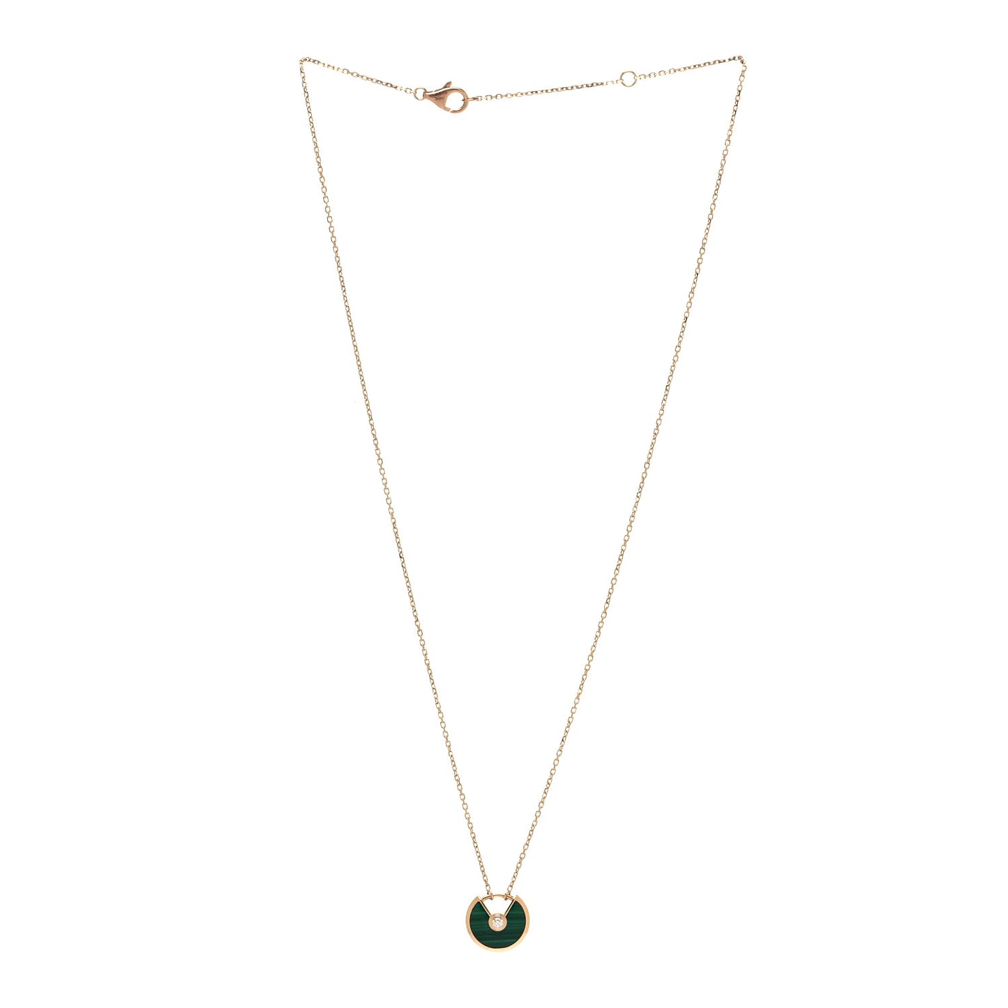 18K Pink Gold Diamond Malachite XS Amulette de Cartier Pendant Necklace