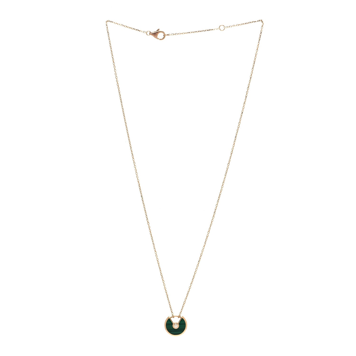 Cartier 18K Pink Gold Diamond Malachite XS Amulette de Cartier Pendant Necklace 3 of 6