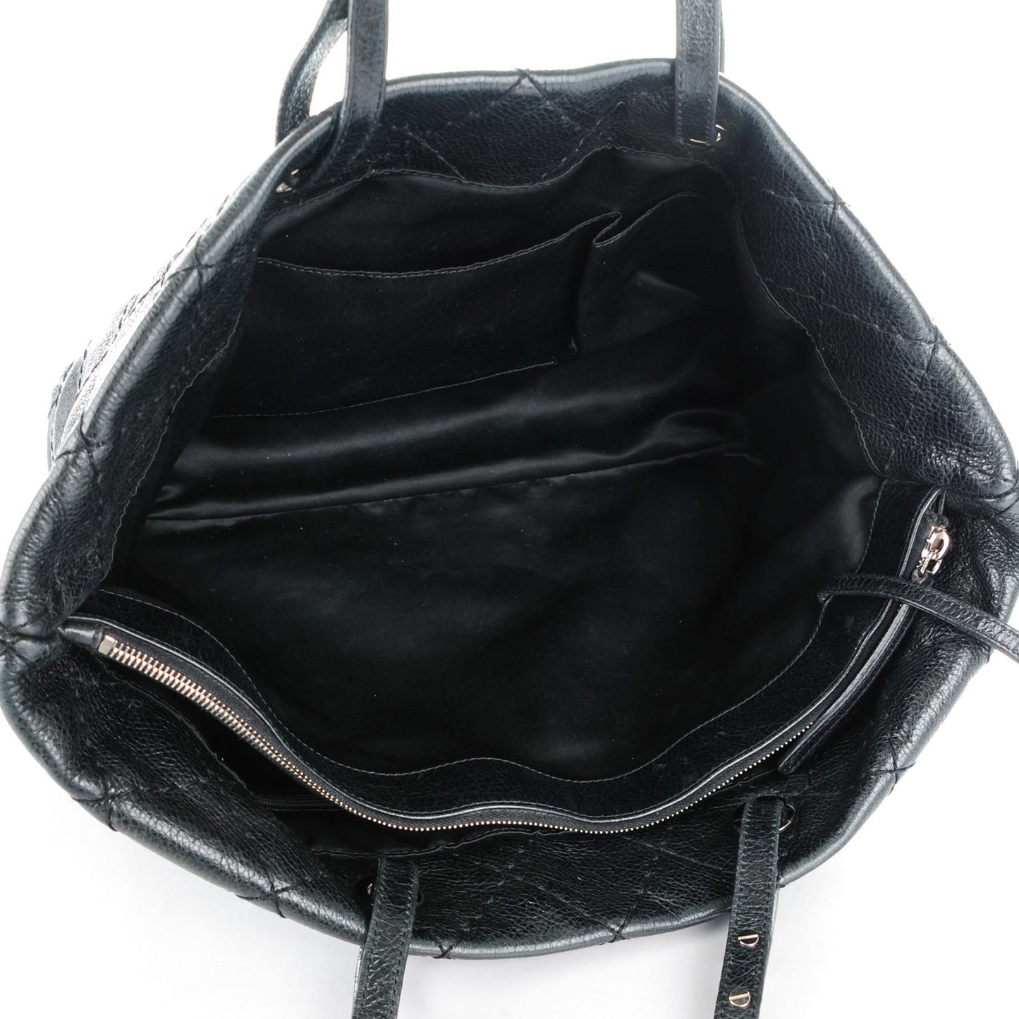 Glazed Calfskin Large On The Road Tote Black
