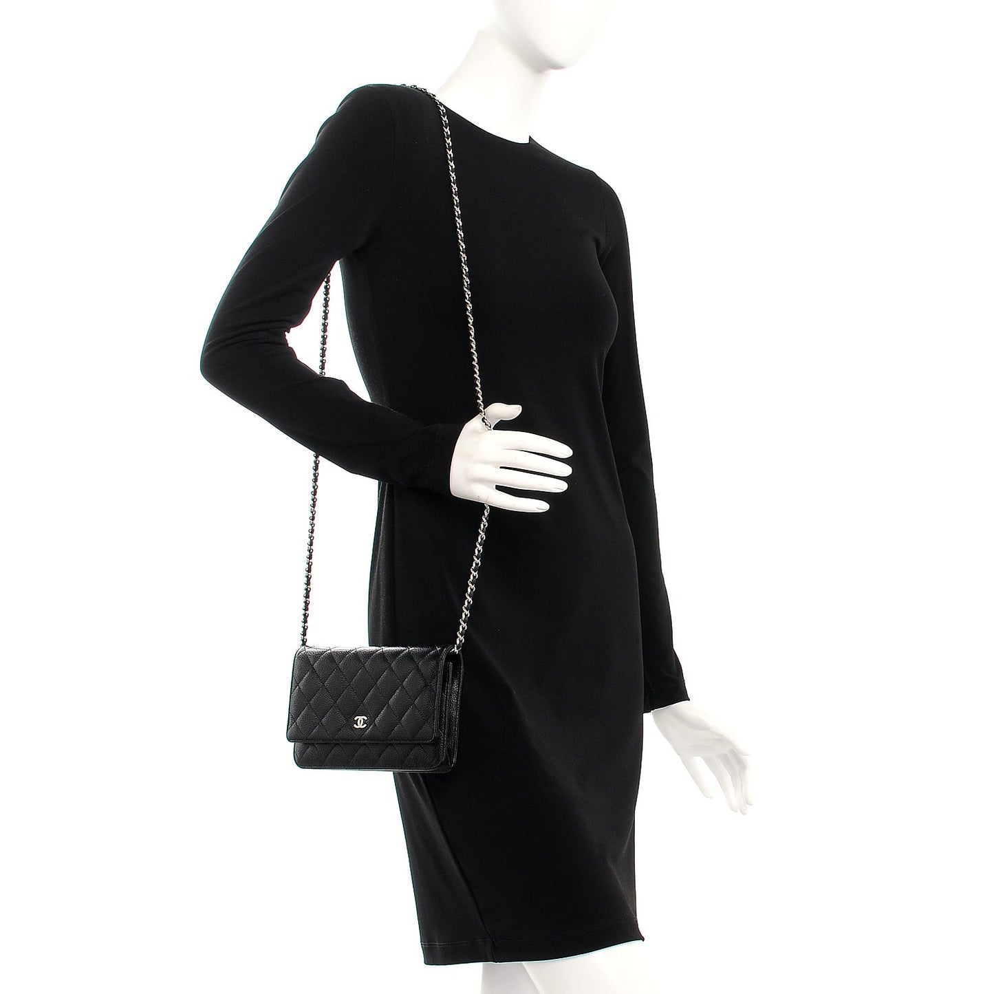 Caviar Quilted Wallet On Chain WOC Black