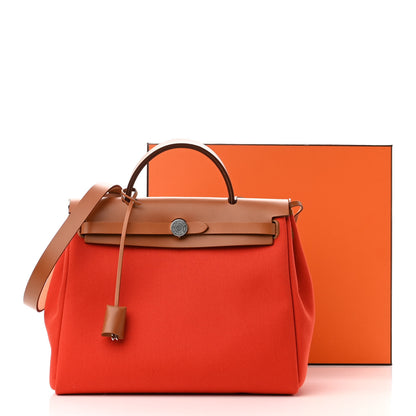 Hermes Vache Hunter Toile Herbag Zip 31 PM Capucine Fauve 12 of 12