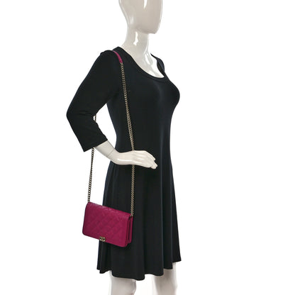 Chanel Caviar Quilted Boy Wallet On Chain WOC Fuchsia 2 of 9