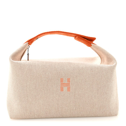 Hermes Canvas Large Bride-A-Brac Pouch Natural Orange 1 of 9