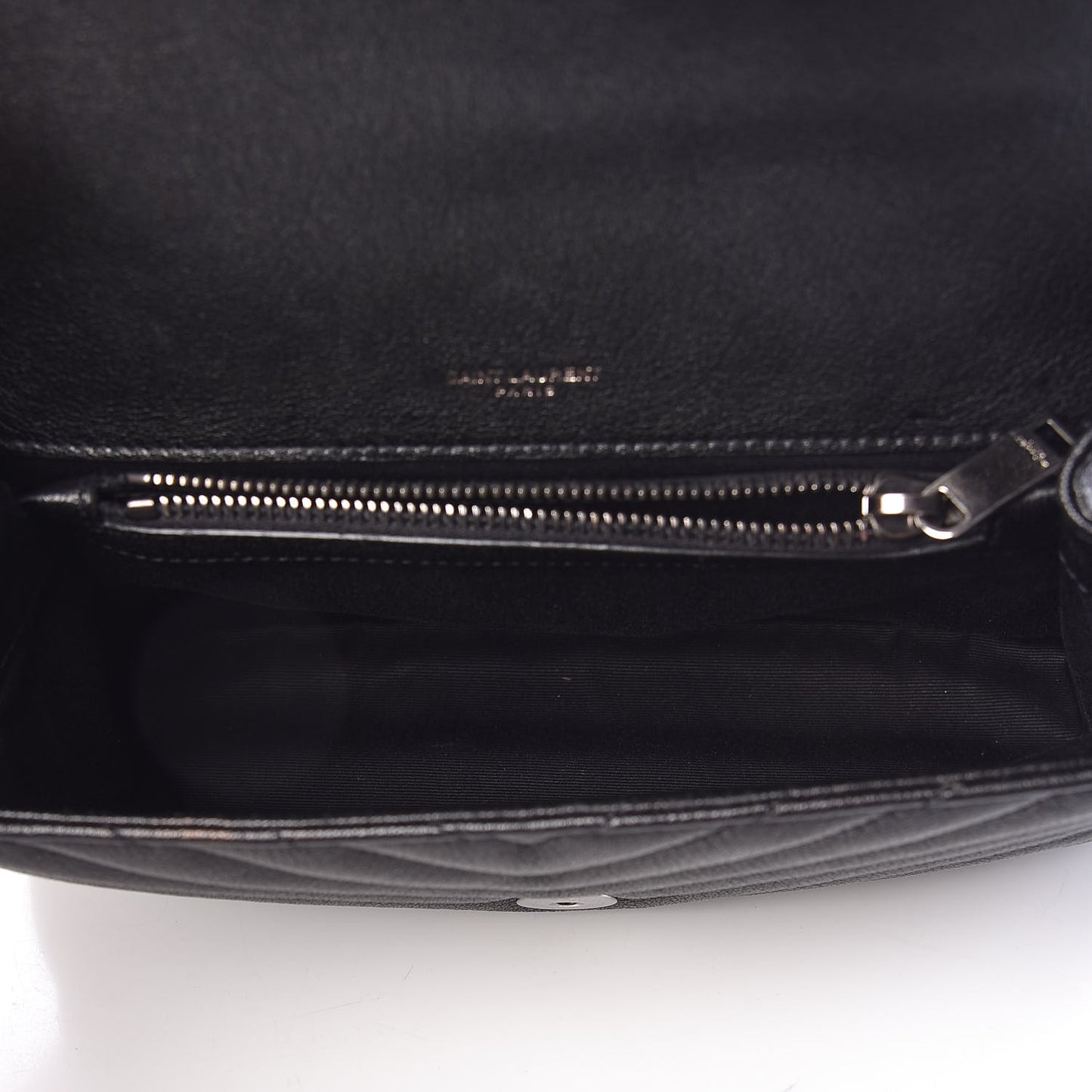 Sheepskin Matelasse Chevron Monogram Medium College Bag Black