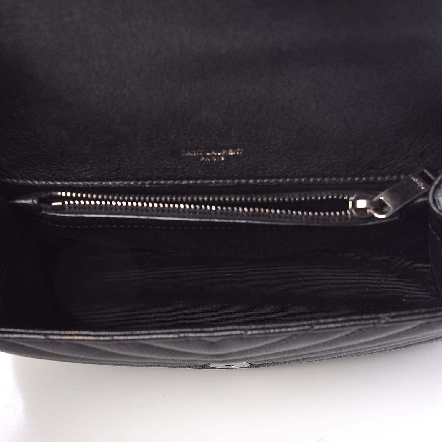 Saint Laurent Sheepskin Matelasse Chevron Monogram Medium College Bag Black 7 of 8