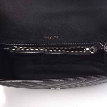 Saint Laurent Sheepskin Matelasse Chevron Monogram Medium College Bag Black 7 of 8