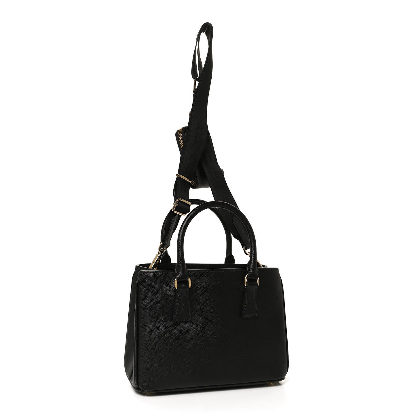 Saffiano Lux Micro Galleria Shoulder Bag Black