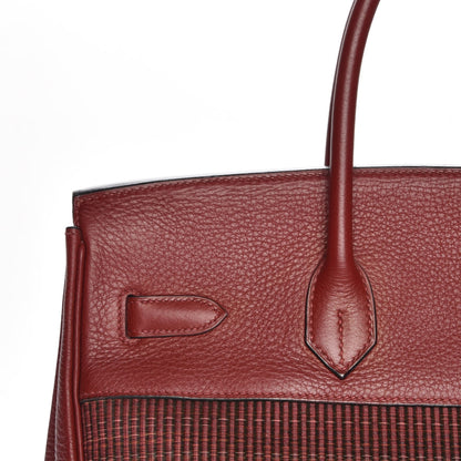 Hermes Taurillon Clemence Crinoline Birkin 35 Rouge H 23 of 25
