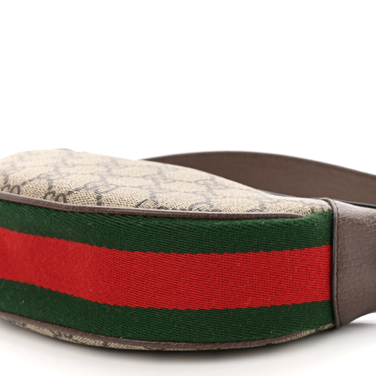 Gucci GG Supreme Monogram Textured Calfskin Web Mini Ophidia Half Moon Hobo Beige Ebony New Acero 9 of 10