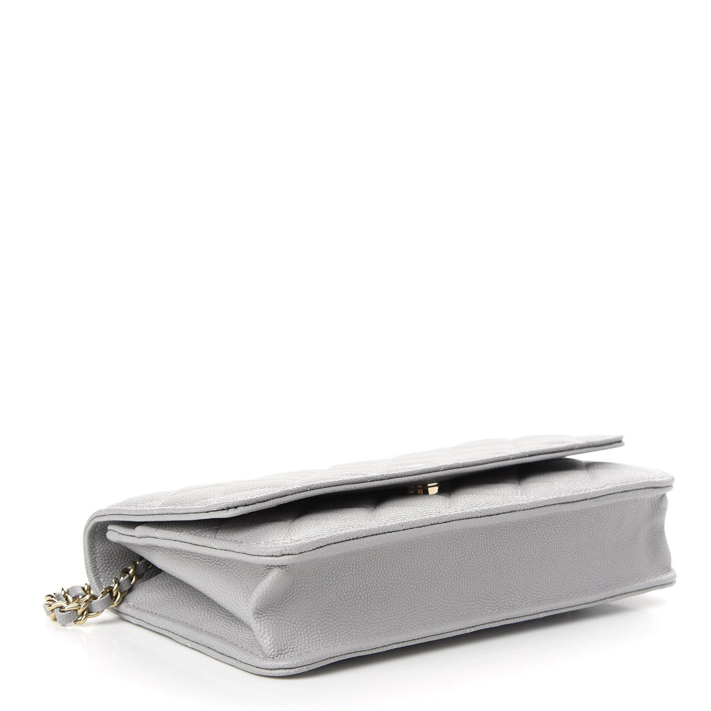 Caviar Quilted Wallet On Chain WOC Grey