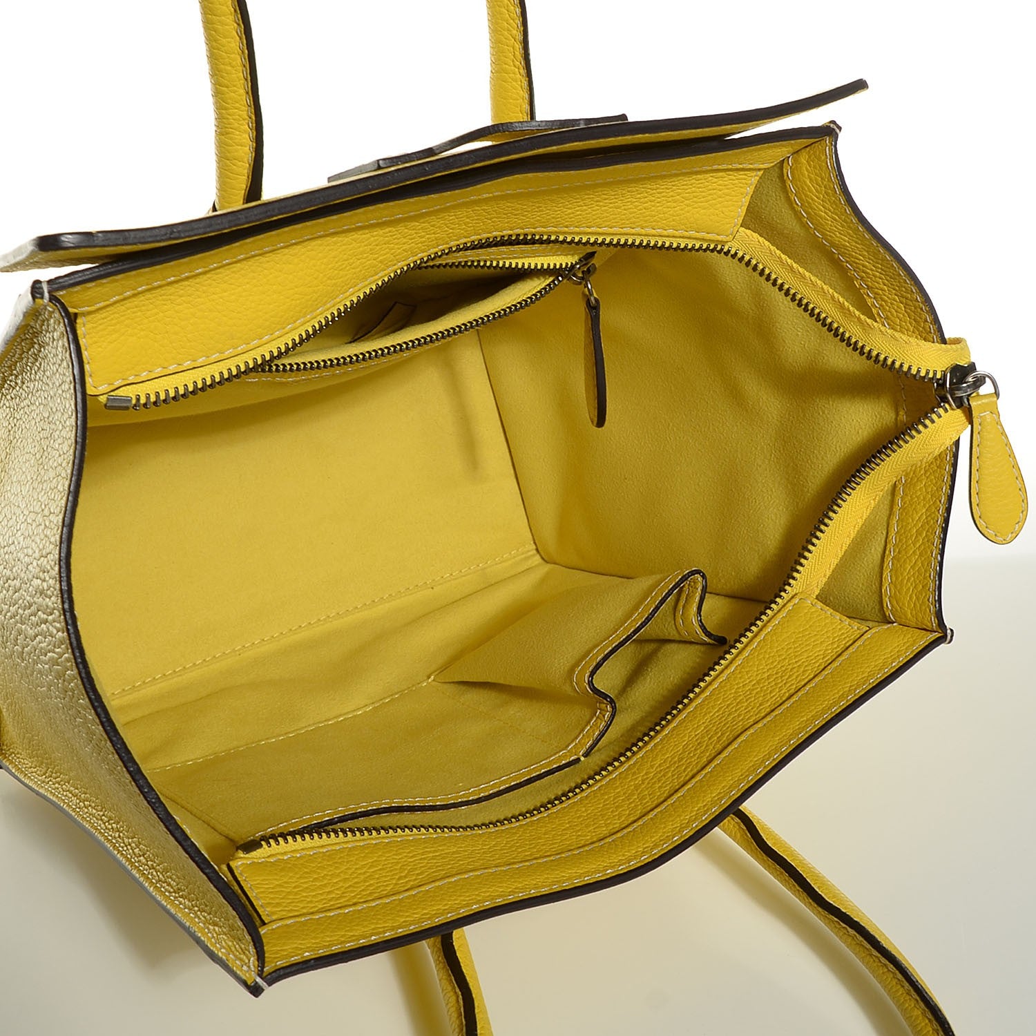 Celine Drummed Calfskin Micro Luggage Citron 5 of 8