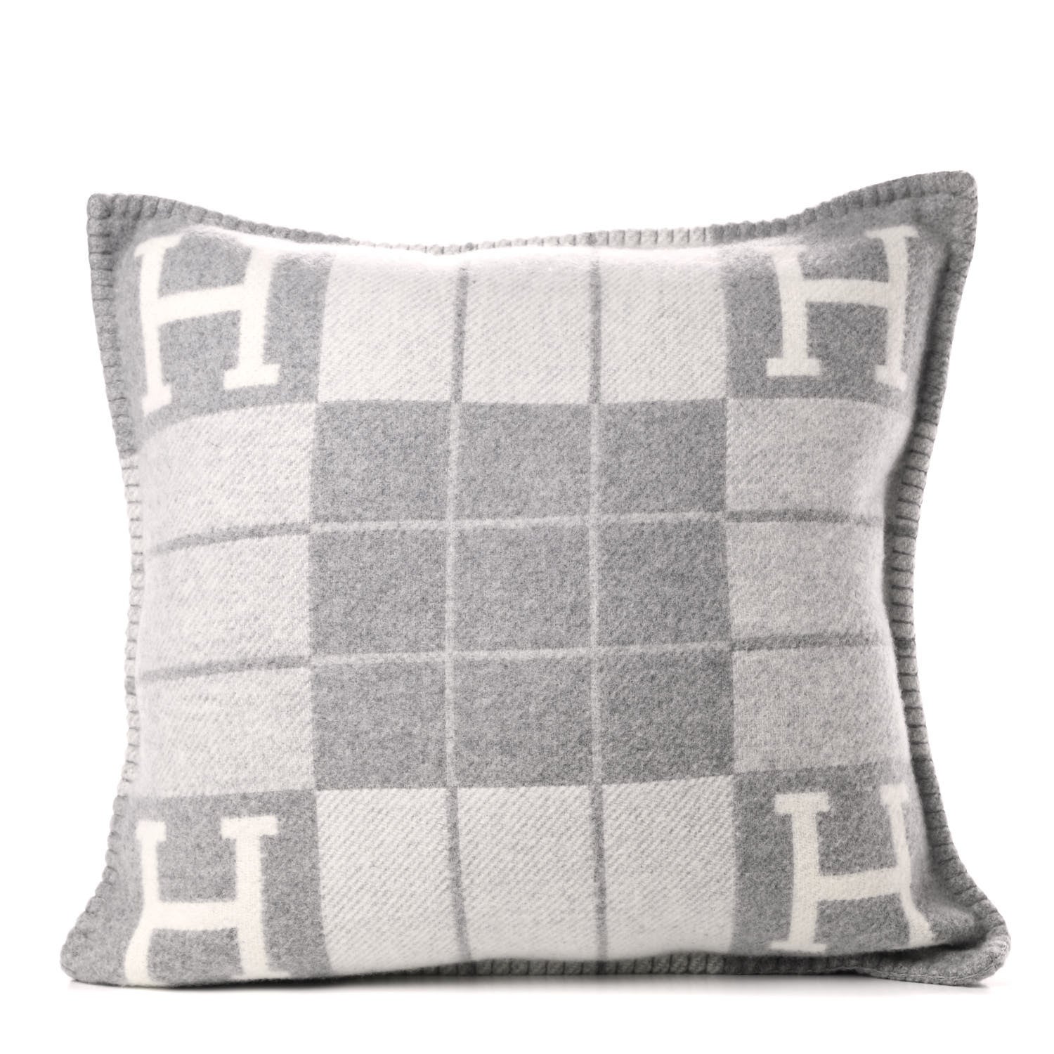 Hermes Wool Cashmere Avalon III Pillow PM Ecru Gris Clair 1 of 3