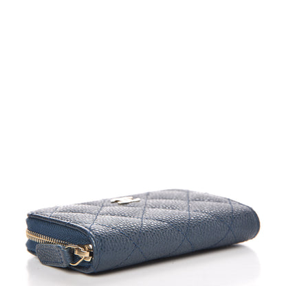 Chanel Caviar Quilted Zip Coin Purse Dark Blue 4 of 7
