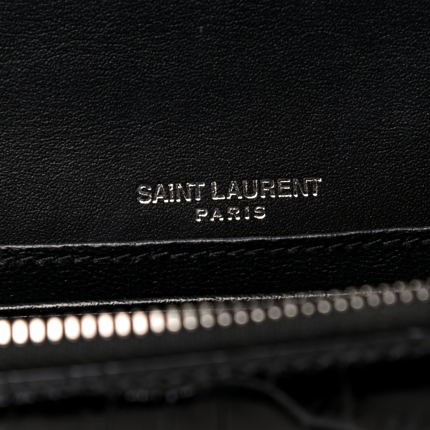 Saint Laurent Calfskin Crocodile Embossed Monogram Kate Belt Bag Black 6 of 20