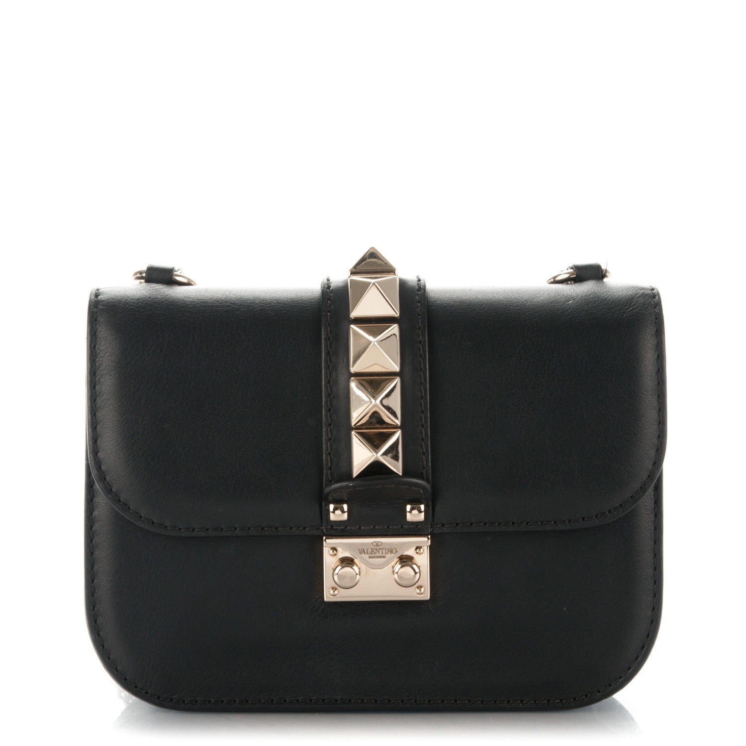 Valentino Garavani Vitello Small Glam Lock Rockstud Flap Black 1 of 7