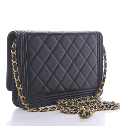 Chanel Lambskin Quilted Boy Wallet On Chain WOC Navy Blue 3 of 12