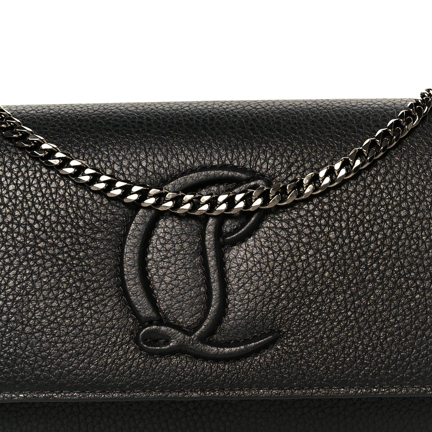 Grained Calfskin By My Side Wallet On Chain Black