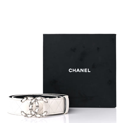 Chanel Caviar Quilted CC Chain Belt 80 32 White 6 of 6