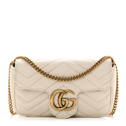 Gucci Calfskin Matelasse Super Mini GG Marmont Shoulder Bag White 1 of 13