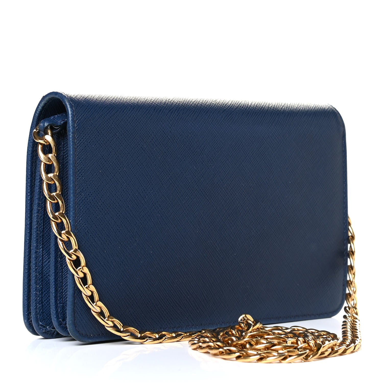 Prada Saffiano Lux Chain Wallet Bluette 2 of 7