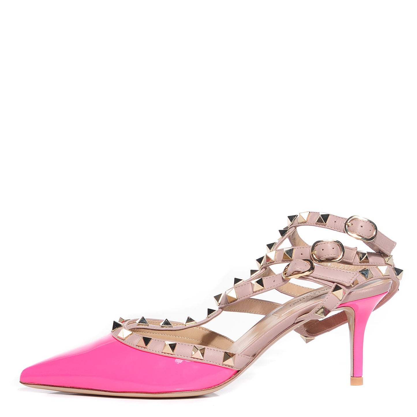Patent Rockstud Ankle Strap 65mm Pumps 37 Fuxia Fluo Poudre