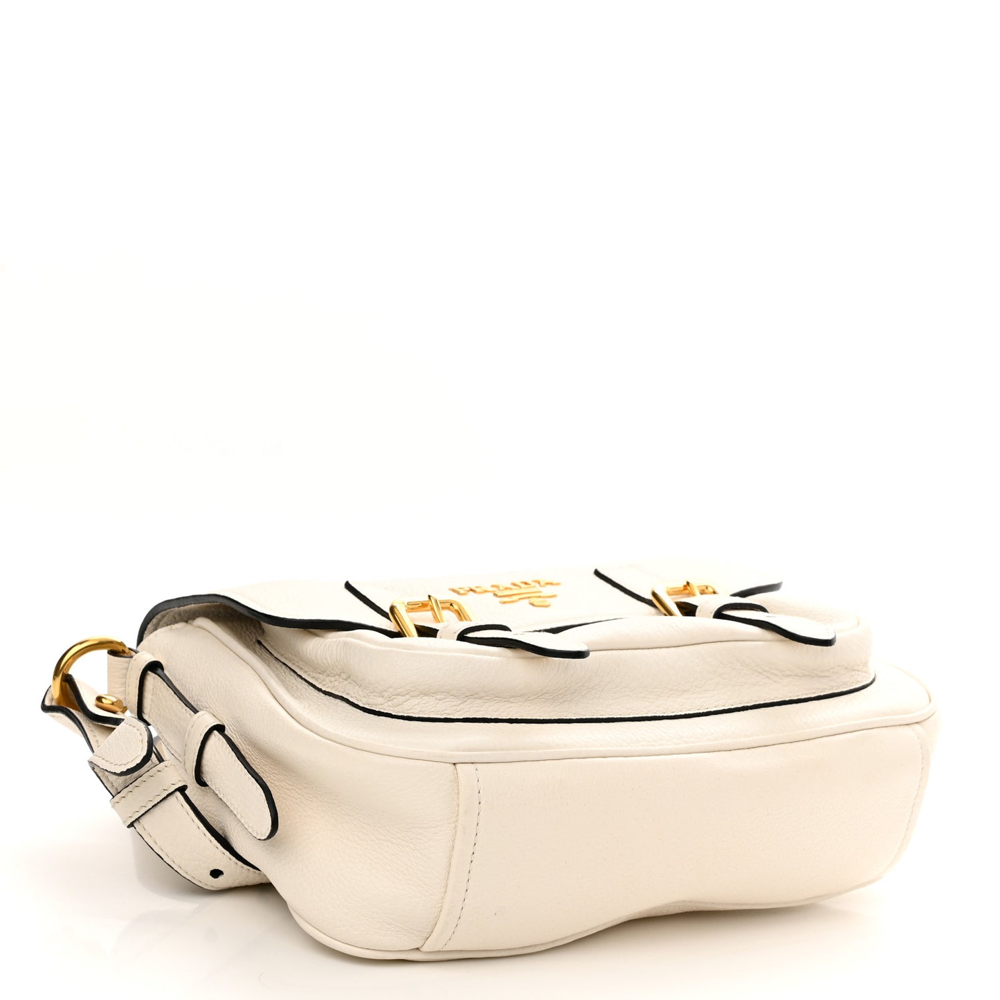 Vitello Phenix Double Buckle Messenger Bag White