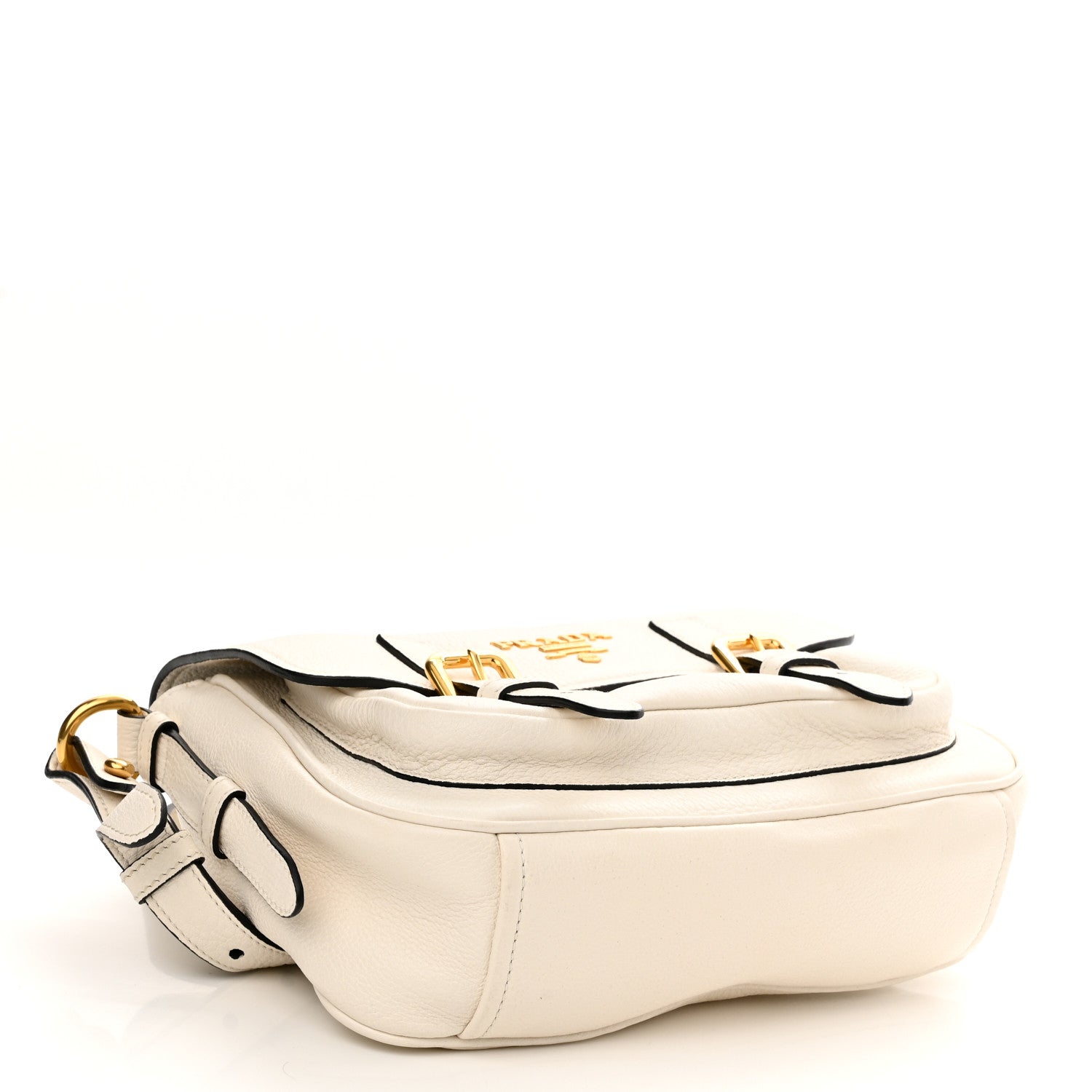 Prada Vitello Phenix Double Buckle Messenger Bag White 4 of 10