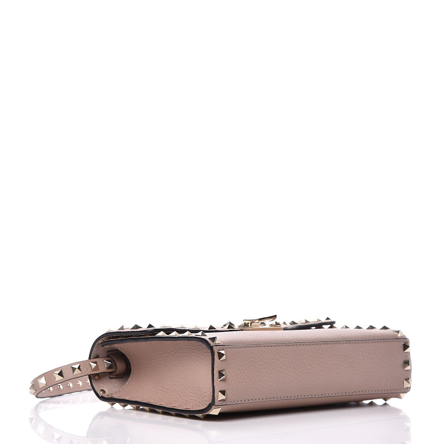 Pebbled Calfskin Medium Rockstud Flip Lock Crossbody Bag Poudre