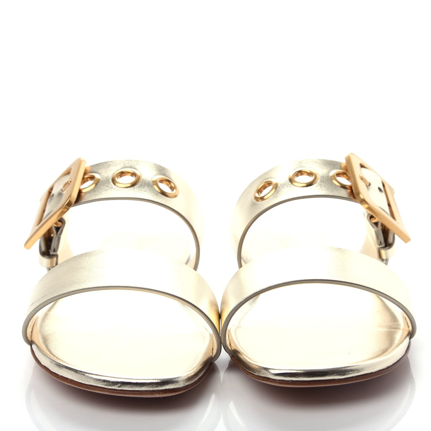 Christian Dior Laminated Calfskin D-Dior Slide Sandals 35.5 Pale Gold 5 of 11