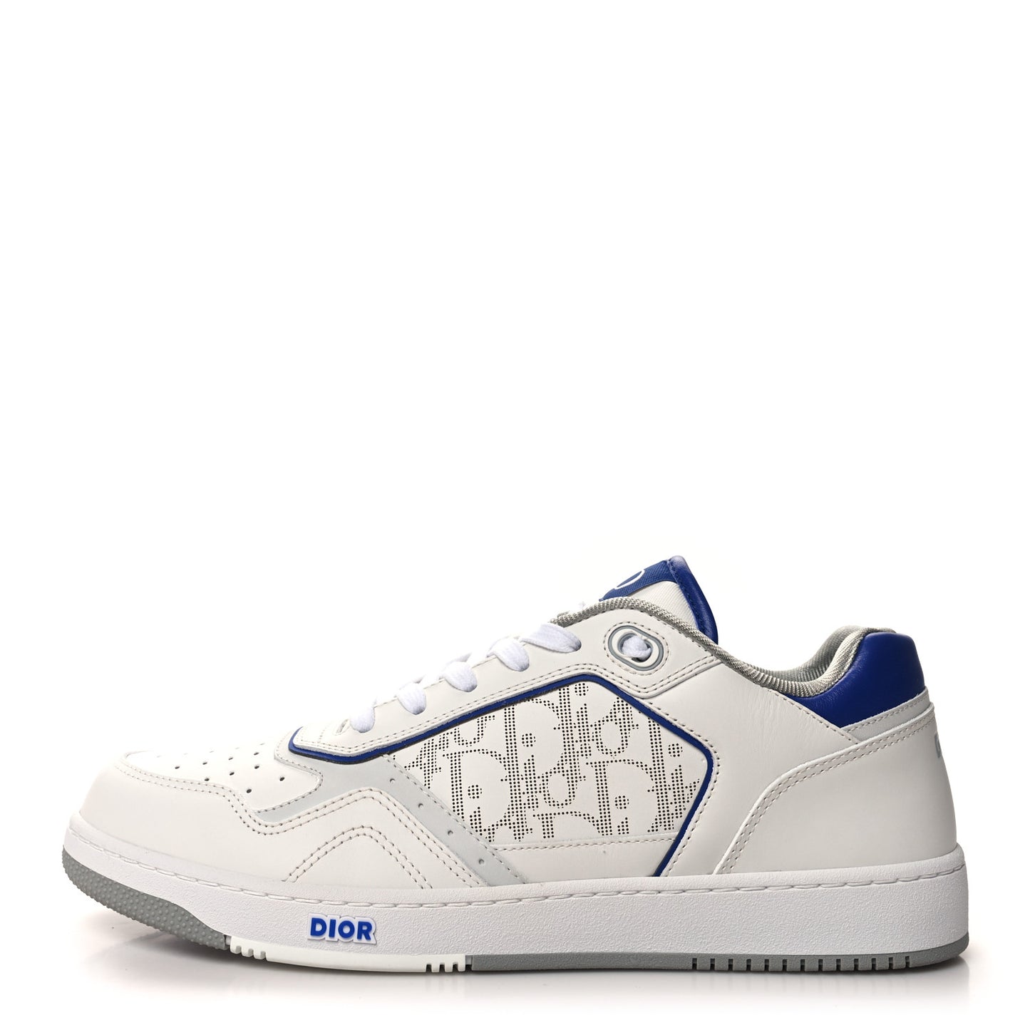 Smooth Calfskin Oblique Galaxy Perforated Mens B27 Low Top Sneakers 44 White Blue