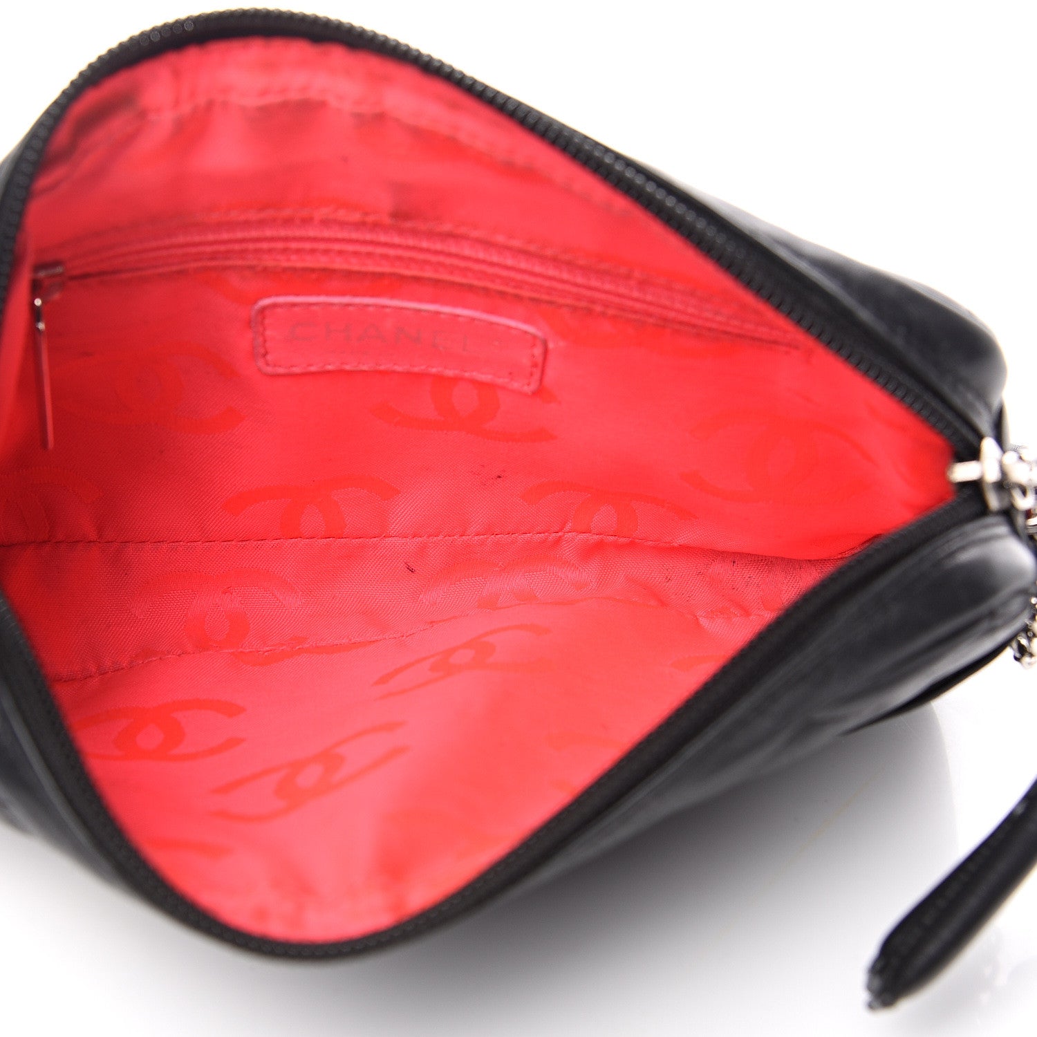 Chanel Calfskin Quilted Cambon Pochette Black White 4 of 13