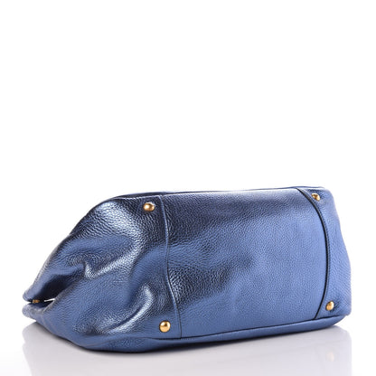 Prada Vitello Daino Shopping Tote Denim Mordore 4 of 7