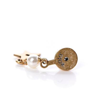 Christian Dior Pearl Crystal Star J'adior Drop Earrings Antique Gold 3 of 4