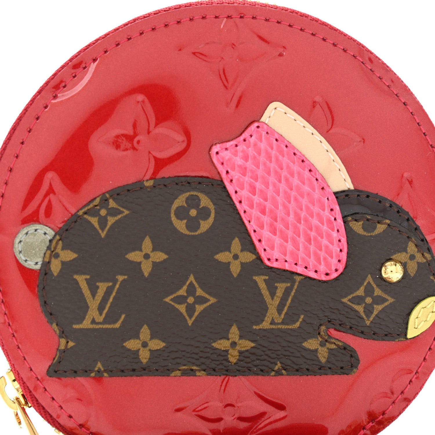 Louis Vuitton Vernis Animania Lapin Bunny Round Coin Purse Pomme D'Amour 7 of 9