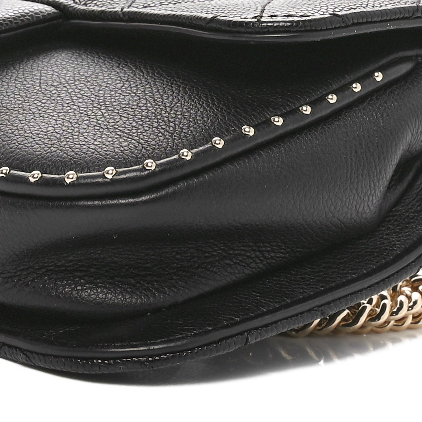 Caviar Quilted Studded Flap Waist Bag Black