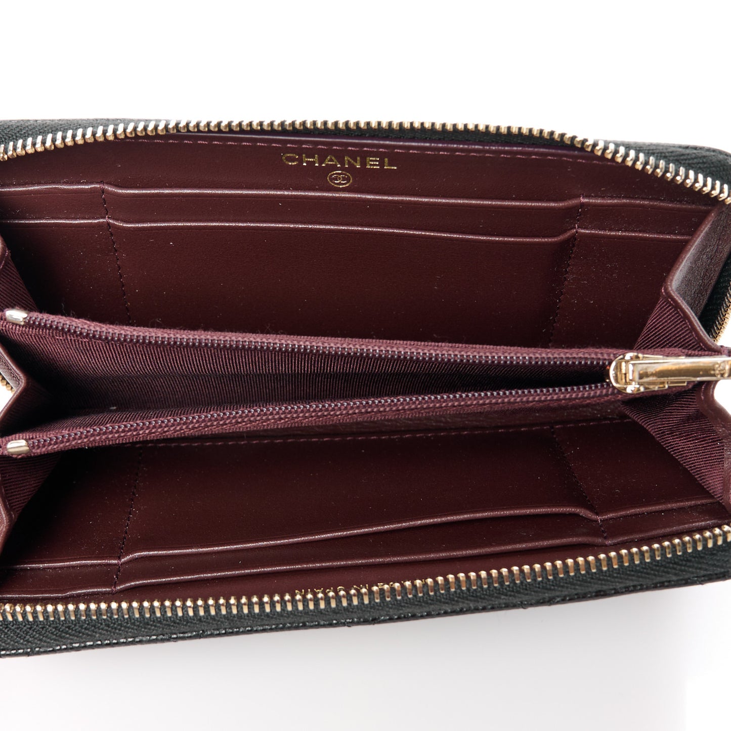 Caviar Quilted Medium Zip Around Wallet Black