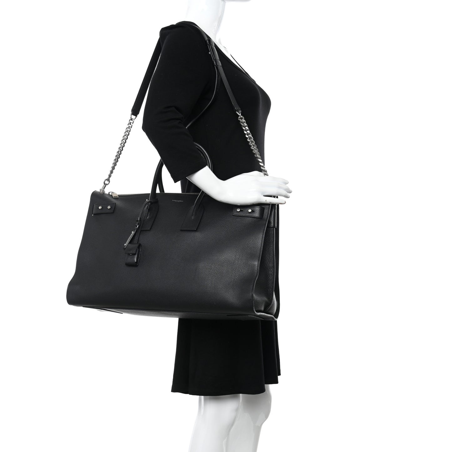 Grained Calfskin Medium Souple Sac De Jour Duffle Black